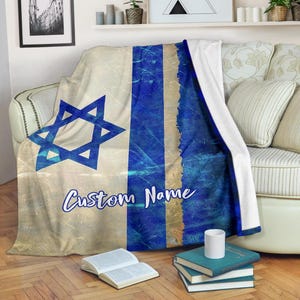 Custom Name Israel Flag Blanket: Ultra-Soft Fleece Throw