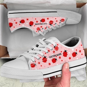 Ladybug Custom Name Low Top Sneakers: Ladybug Lover Gift