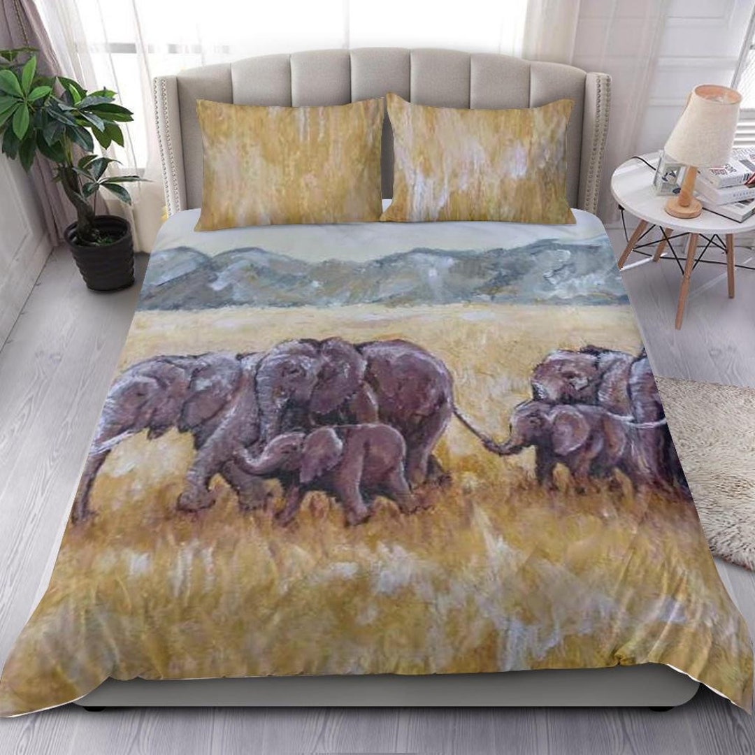 Elephants Duvet Cover and Pillow Covers Elephants Bedding Etsy