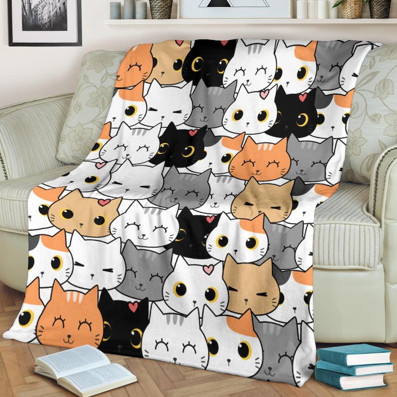Cats Blanket / Cats Print Blanket / Kids Blanket / Fleece Etsy