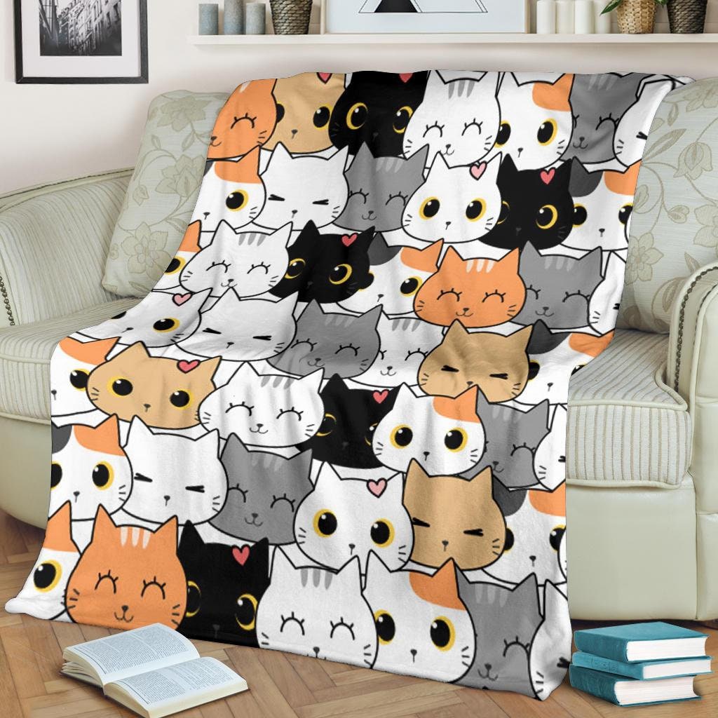 Cats Blanket / Cats Print Blanket / Kids Blanket / Fleece Etsy
