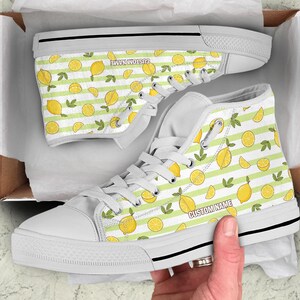 Lemon Custom Name High Top Sneakers / Lemon Custom Print Shoes / Lemon High Top Shoes / Lemon Lover Gift