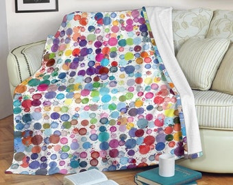 Polka Dots Blanket / Colorful Dots Throw Blanket / Polka Dots Fleece Blanket / Dots Adult Blanket / Polka Dots Kid Blanket