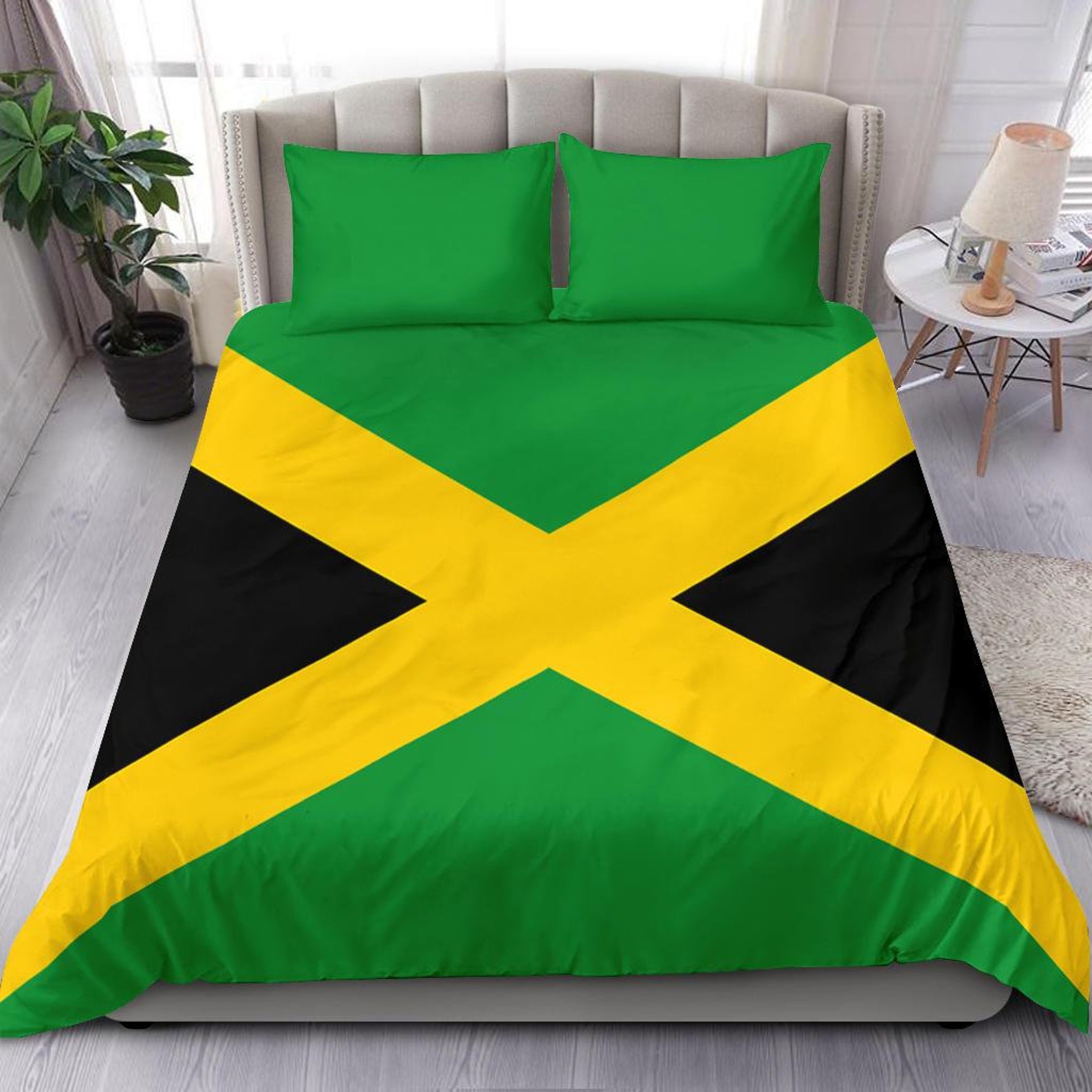 Jamaica Flag Duvet Cover and Pillow Covers Jamaica Bedding Etsy