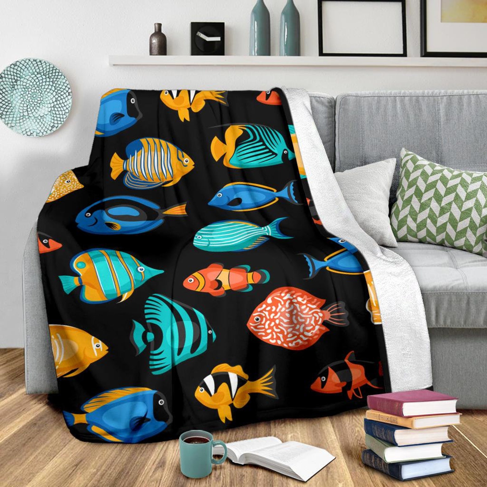 Fish Blanket / Fish Throw Blanket / Fish Fleece Blanket / Fish Etsy