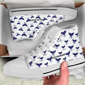 Whale Tail Custom Name High Top Sneakers