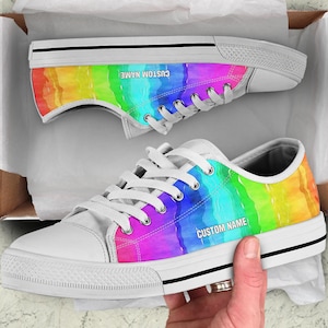 Rainbow Custom Name Low Top Sneakers