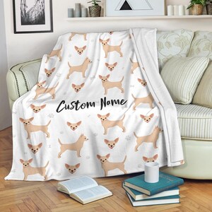 Chihuahua korthaar deken met aangepaste naam / chihuahua werpdeken / chihuahua fleece deken / gezellige deken chihuahua / deken volwassen kind