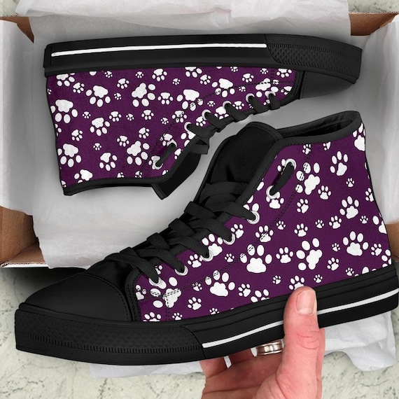 Paw Print High Top Sneakers Paw Print High Top Shoes Dog Cat Custom Print Trainers Shoes Dog Cat Owner Gift