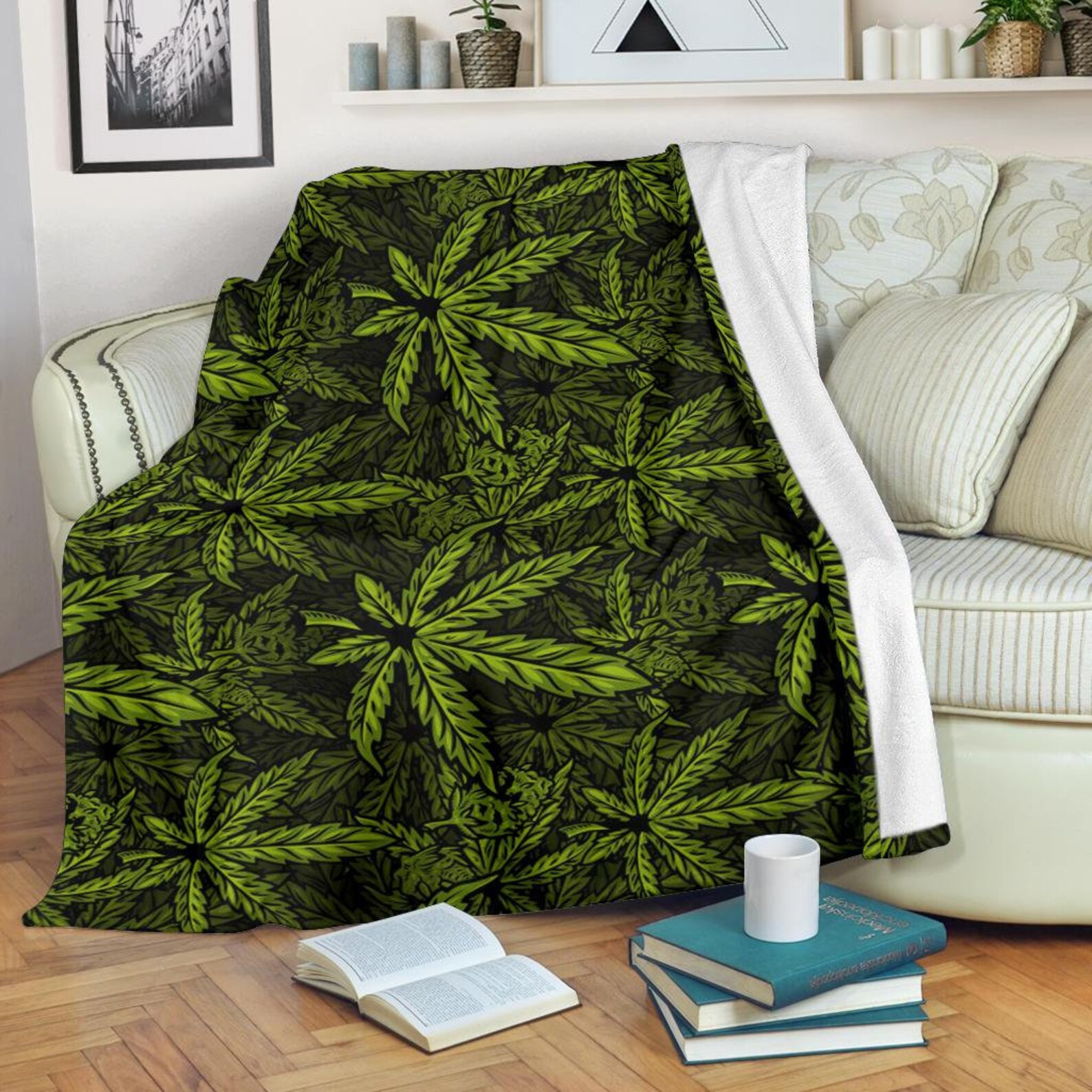 Marijuana Blanket / Cannabis print blanket / Plant print Etsy