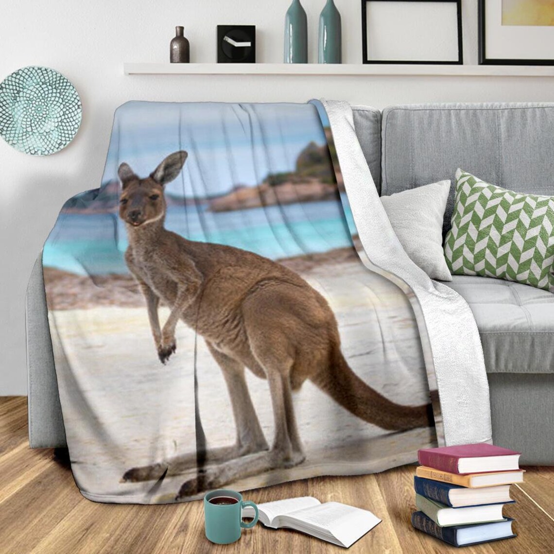 Kangaroo Blanket / Kangaroo Throw Blanket / Kangaroo Fleece Etsy