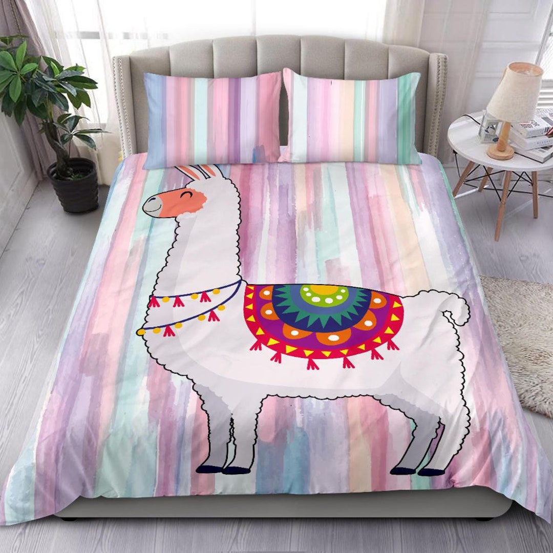 Llama Duvet Cover and Pillow Covers Llama Bedding Set Etsy