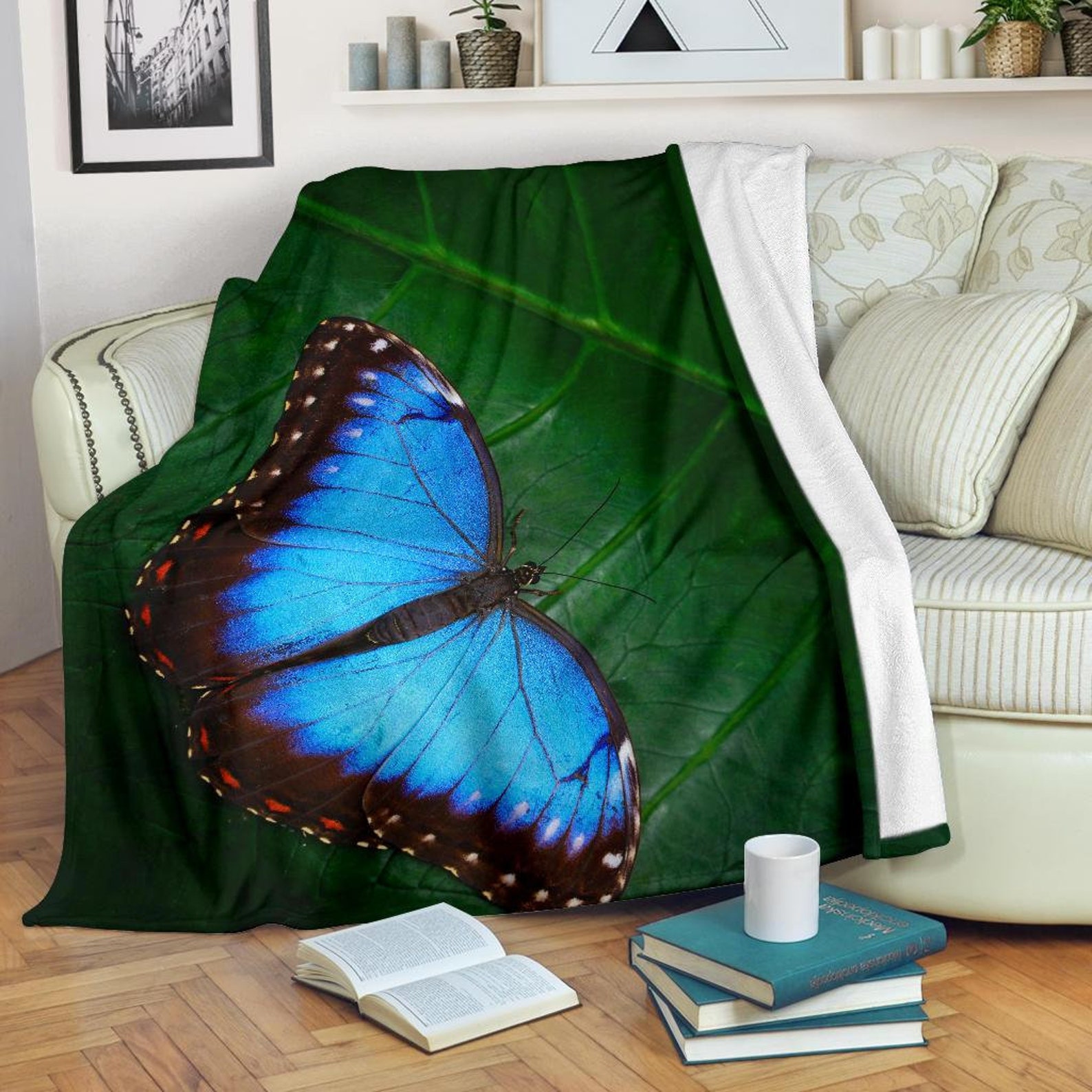 Butterfly Blanket / Blue Butterfly Throw Blanket / Blue Etsy
