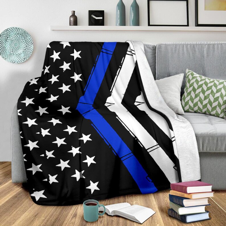 Thin Blue Line blanket / Law enforcement Fleece Blanket / Etsy