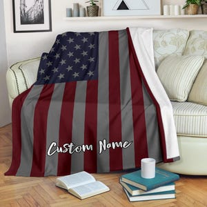 Custom Name American Flag Blanket: Patriotic Fleece Throw