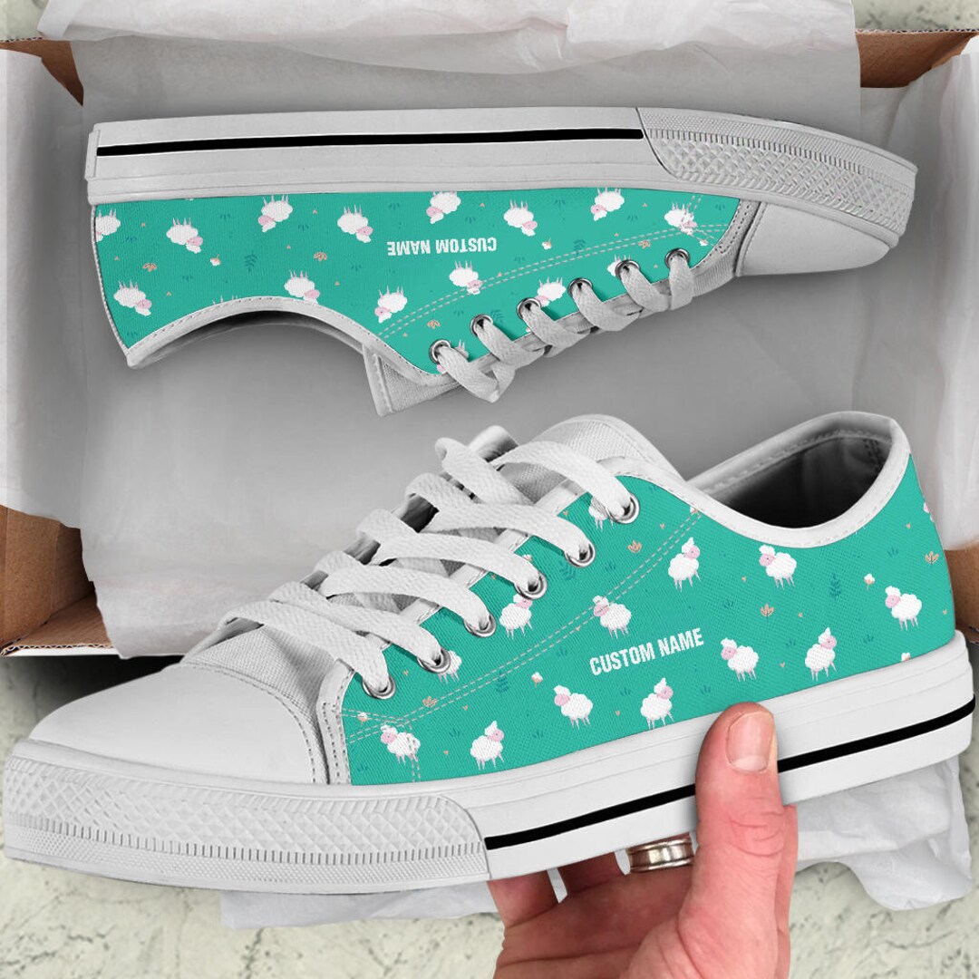 Custom Name Sheep Sneakers: Low Top Trainer Shoes, Sheep Lover Gift - Etsy