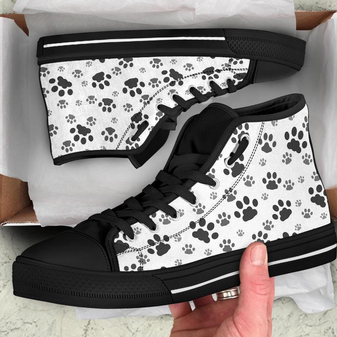 Paw Print High Top Shoes / Dog Cat Custom Print Shoes / Paw - Etsy