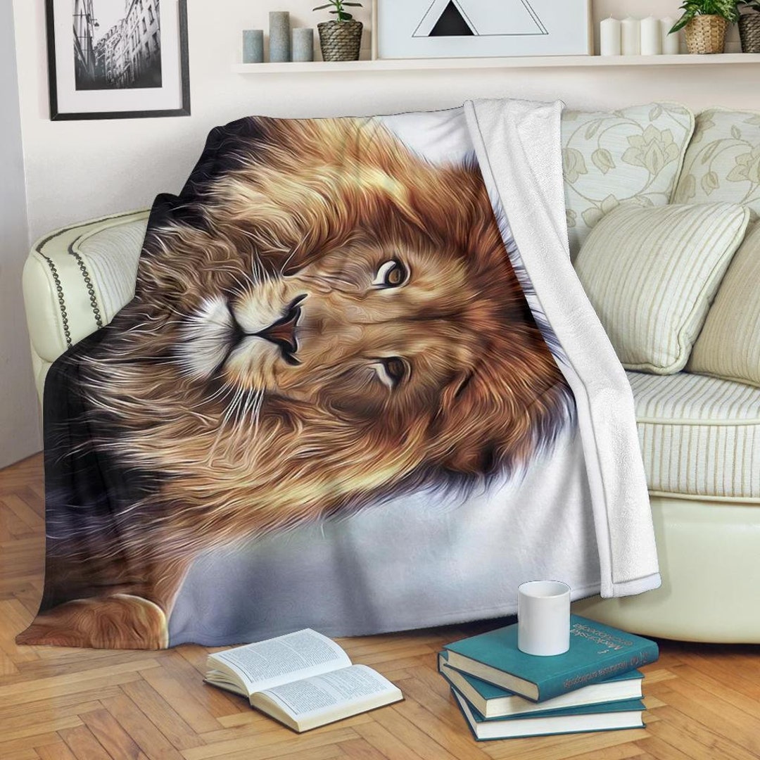 Lion Blanket / Lion Throw Blanket / Lion Fleece Blanket / Lion Adult