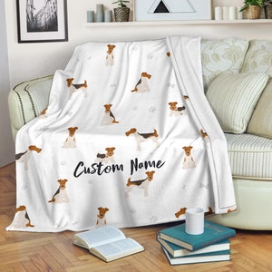 Custom Name Wire Fox Terrier Blanket: Soft Fleece Throw