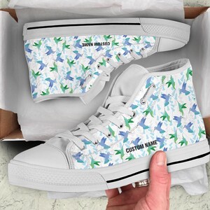 Hummingbird Custom Name High Top Sneakers / Hummingbird High Top Shoes / Hummingbird Custom Print Trainers Shoes / Hummingbird Lover Gift