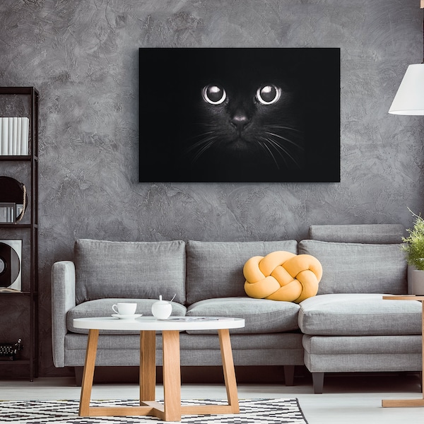 Black Cat Wall Art Etsy