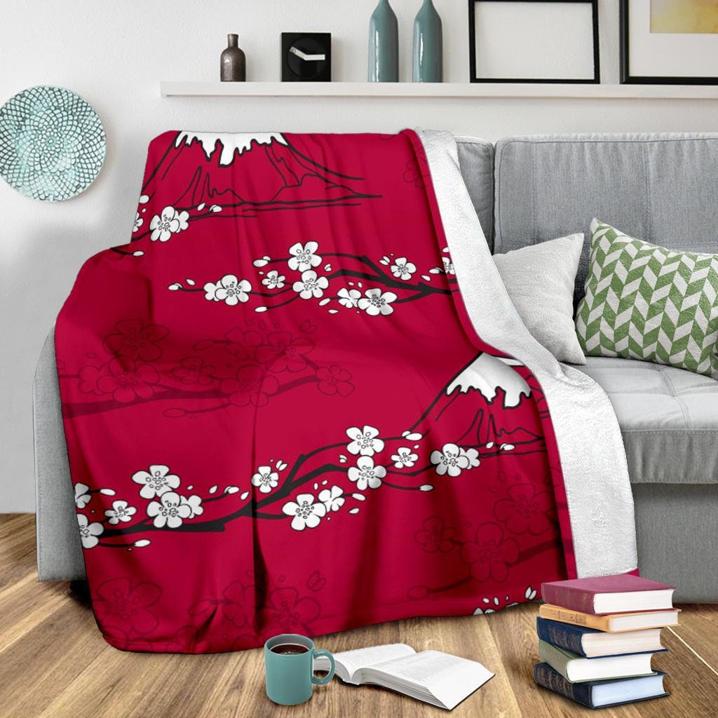 Japanese Flowers Blanket Sakura Throw Blanket Japanese Etsy