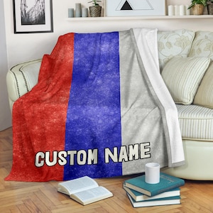 Russia Flag Custom Name Blanket / Russian Flag Blanket / Russia Fleece Blanket / Russia Throw Blanket / Russia Adult Kid Blanket / Gift