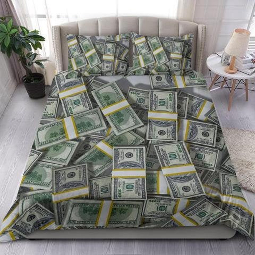 Money Duvet Cover and Pillow Covers Money Bedding Set Money Bed Cover