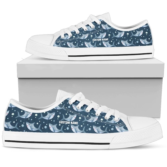 スニーカー Shark Sole Custom Canvas Low (2color) Shark Custom Name Sneakers / Shark Low Top Shoes / Shark Low