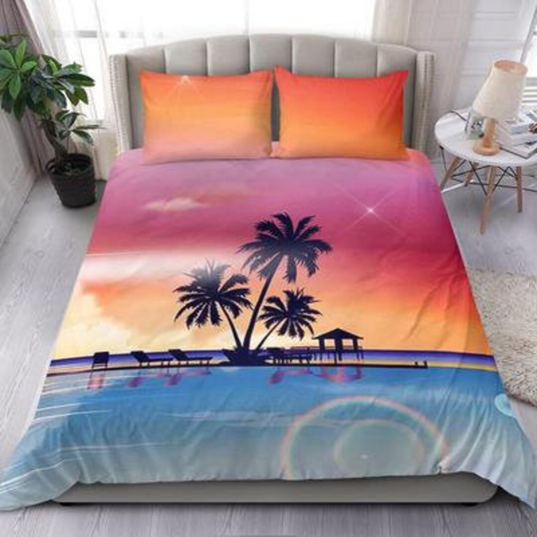 Beach Duvet Cover and Pillow Covers Beach Bedding Set Beach Bed Cover