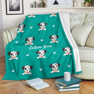 Dalmatian Dog Custom Name Blanket / Dalmatian Throw Blanket / Dalmatian Fleece Blanket / Dalmatian Cozy Blanket /Dalmatian Adult Kid Blanket