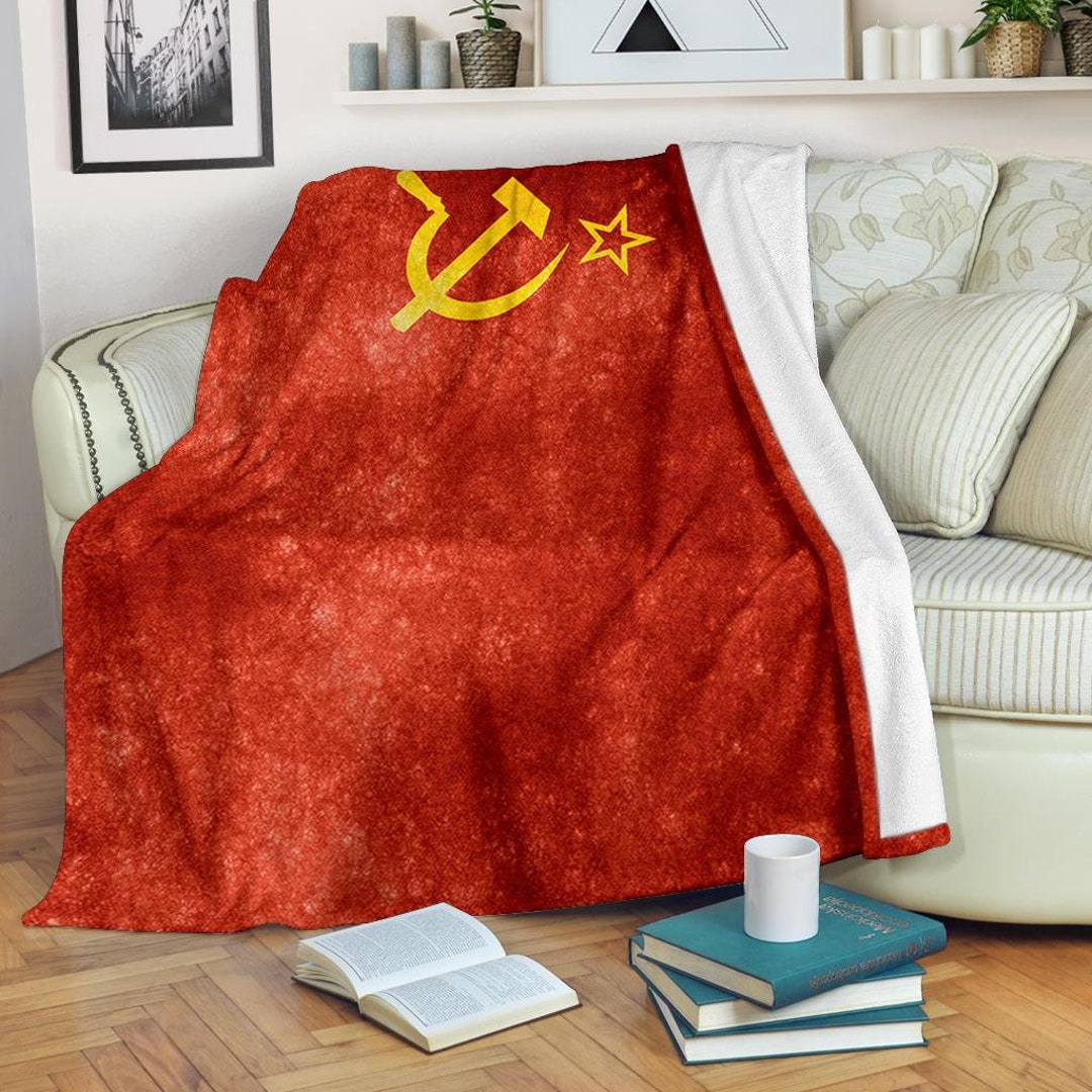 Soviet Union Old Russian Blanket / Russia Print Blanket / Old Russia