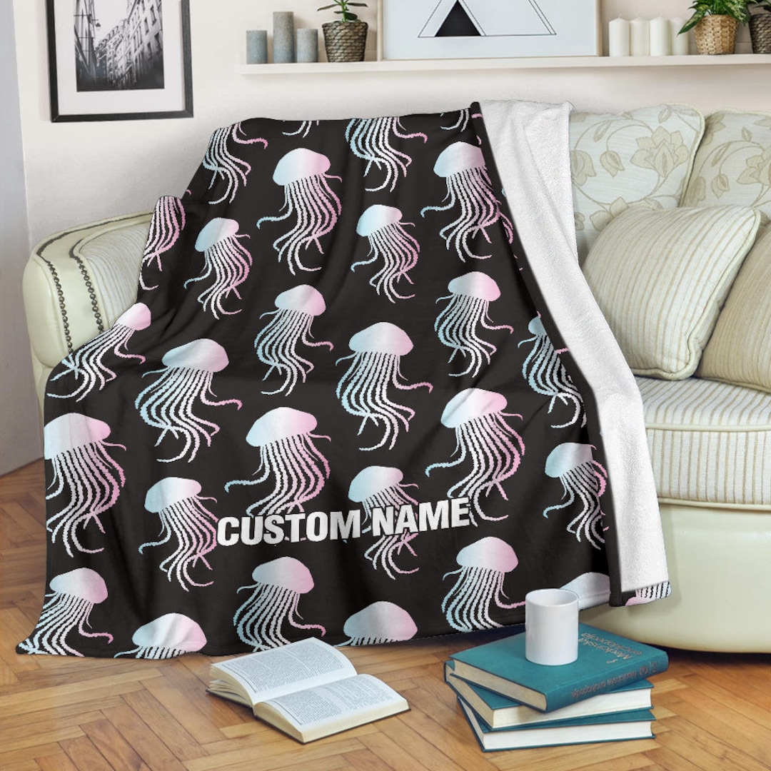 Jellyfish Custom Name Blanket / Jellyfish Throw Blanket / Jellyfish