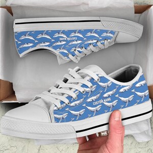 Custom Name Sperm Whale Low Top Sneakers: Whale Lover Gift