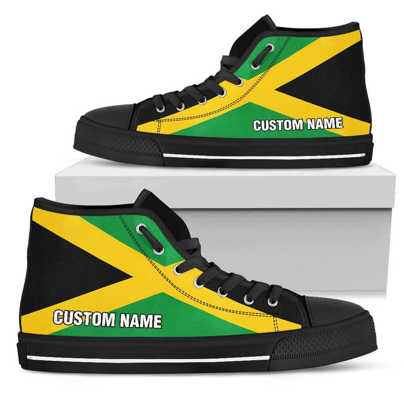 Jamaican Flag Custom Name High Top Shoes / Jamaica Custom Print Shoes / Jamaica Sneakers / Jamaica Gift image 5