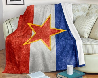 Yugoslavia blanket / Yugoslavia flag blanket / Jugoslavija print blanket / SFRJ Flag / Cosy fleece blanket