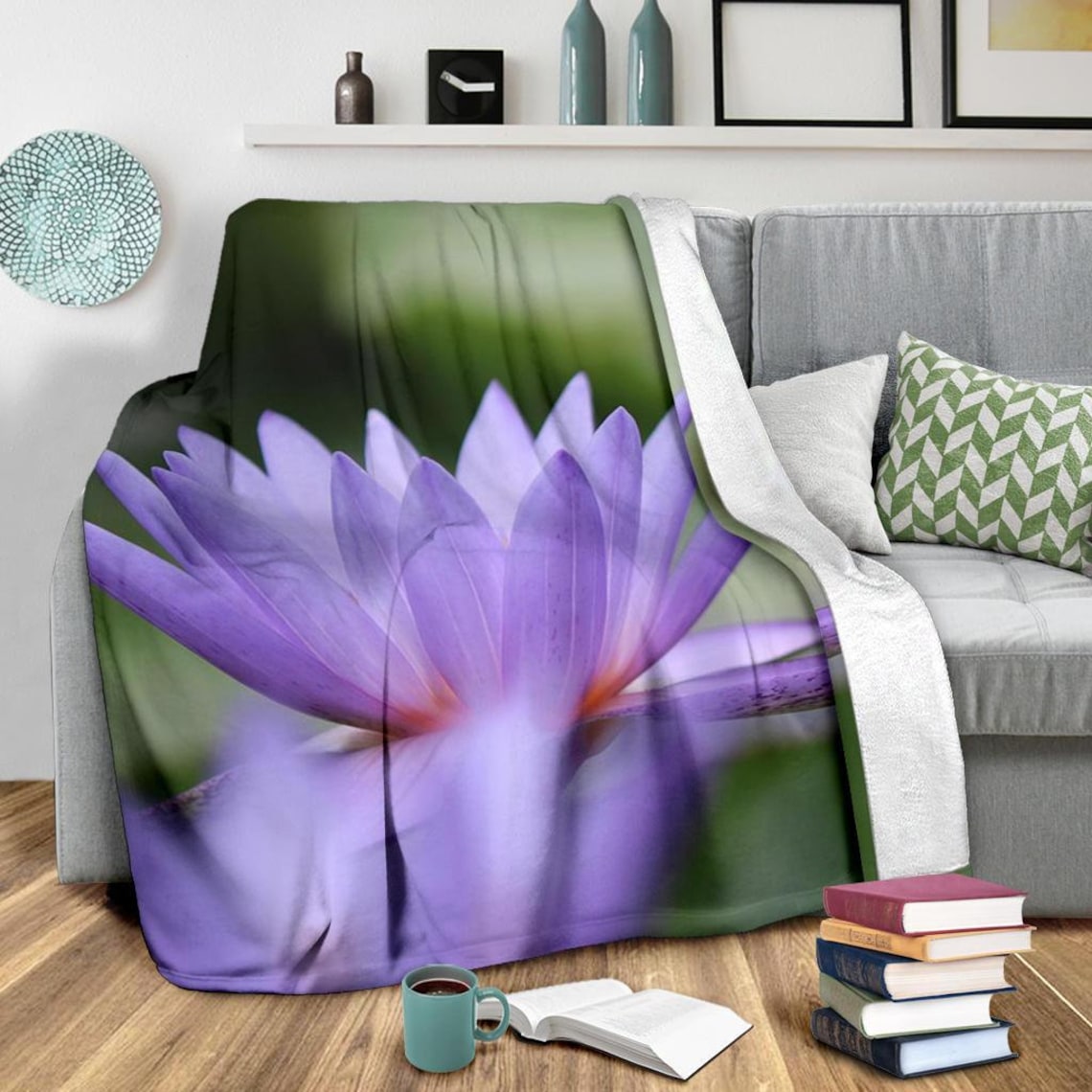 Lotus Flower Blanket / Lotus Throw Blanket / Lotus Fleece Etsy