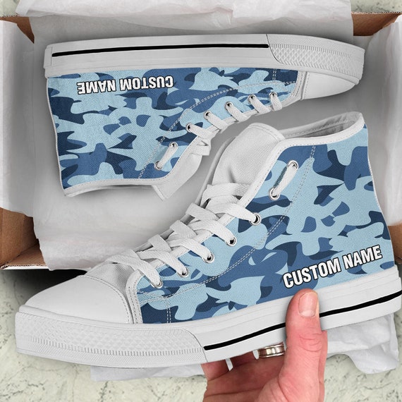 Blue camo trainers best sale
