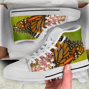 Butterfly High Top Sneakers: Custom Print Canvas Trainers