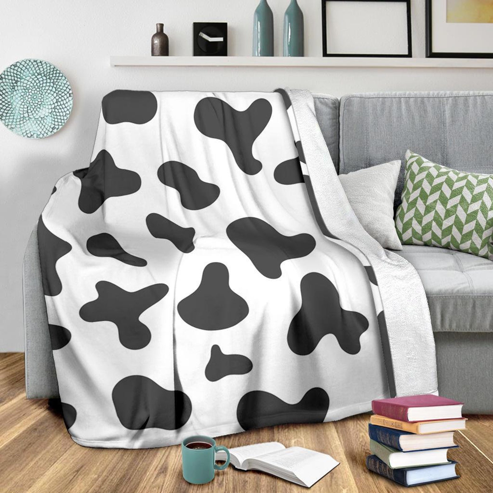 Cow Blanket / Cow print Blanket / Cow pattern Blanket / Fleece Etsy