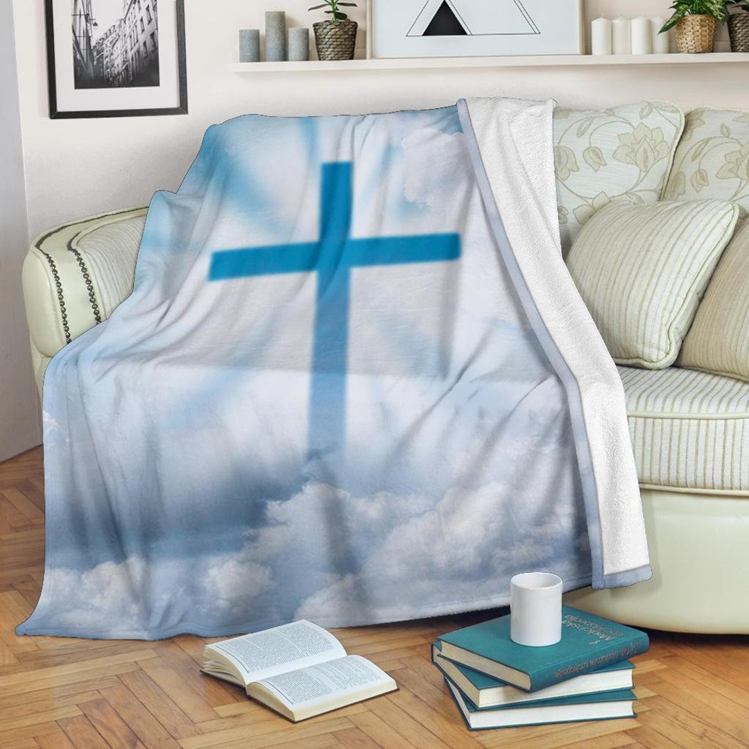 Holly Cross Blanket / Jesus Throw Blanket / Jesus Crucifixion Fleece