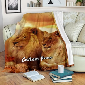 Custom Name Lion Blanket: Suede Polyester Micro Fleece Throw
