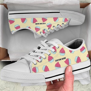 Cupcake Custom Name Sneakers / Cupcake Low Top Shoes / Cupcake Low Top Sneakers / Cupcake Custom Print Trainers Shoes / Cupcake Lover Gift