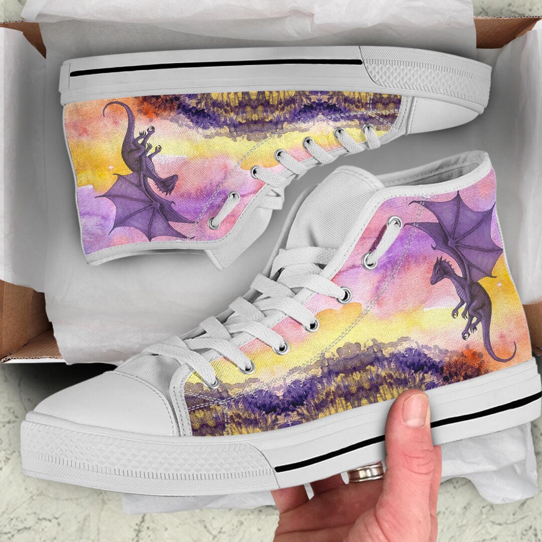 Floral Janpanese Dragon Print Men's Low Top Shoes
