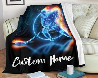 Custom Name Hockey Blanket: Ultra-Soft Fleece Throw
