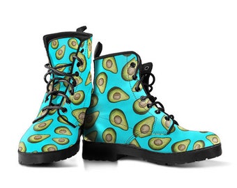 Avocado Leather Boots, Handcrafted Custom Print, Men's Women's Winter Boots