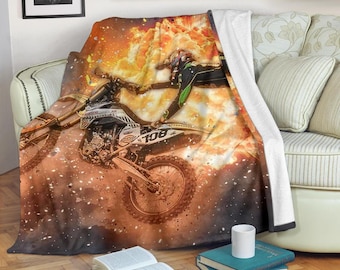 Motocross Blanket / Bicycle Throw Blanket / Motocross Fleece Blanket / Motocross Adult Blanket / Motocross Kid Blanket