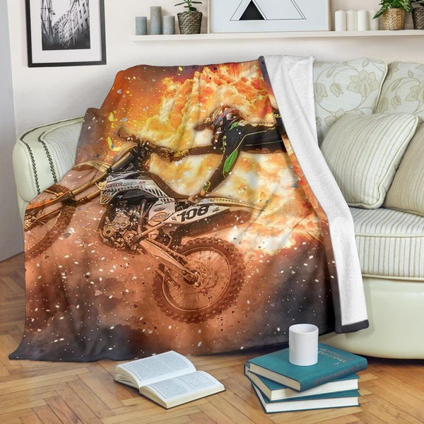 Motocross Blanket / Bicycle Throw Blanket / Motocross Fleece Blanket / Motocross Adult Blanket / Motocross Kid Blanket