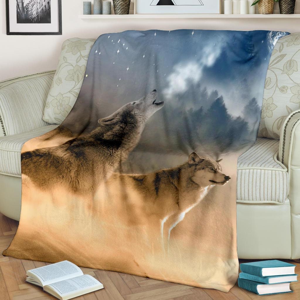 Wolves Blanket / Wolves Moon Howling Throw Blanket / Wolves Etsy UK