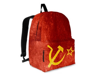 vintage school bag made in USSR in 1988. School backpack vintage leather backpack children red soviet backpack USSR childrens school bag
